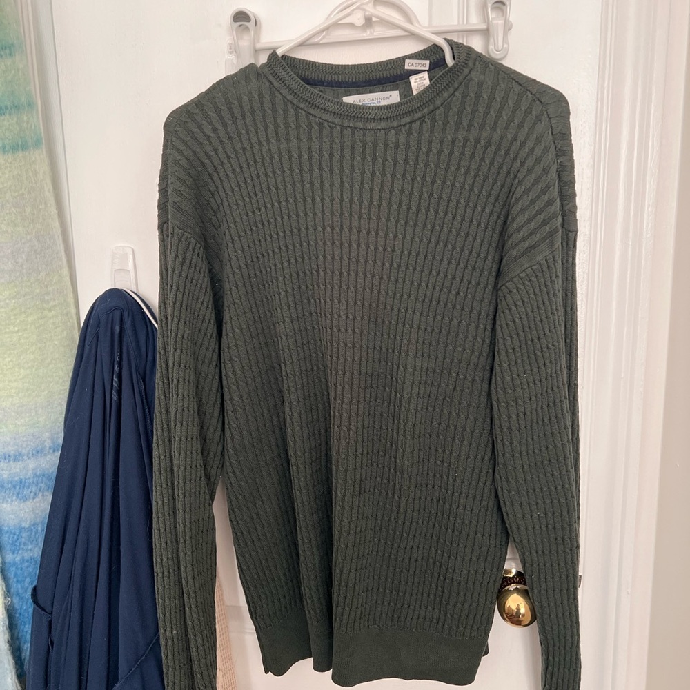 Vintage Olive Crewneck Sweater for Men - Picture 2 of 5